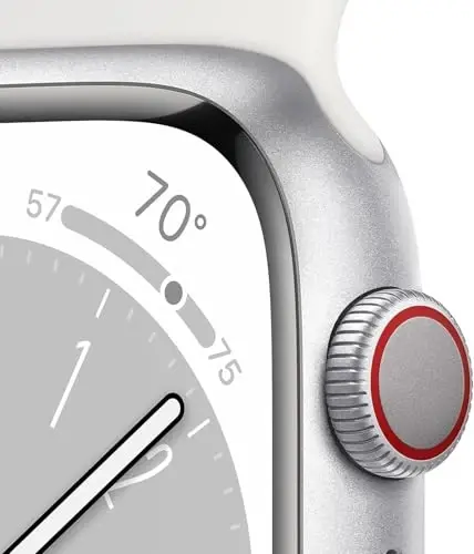 Apple Watch Series 8 (GPS + Cellular, 41mm) - Silver Stainless Steel Case with White Sport Band M/L (Renewed) - 4