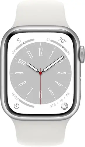 Apple Watch Series 8 (GPS + Cellular, 41mm) - Silver Stainless Steel Case with White Sport Band M/L (Renewed) - 5