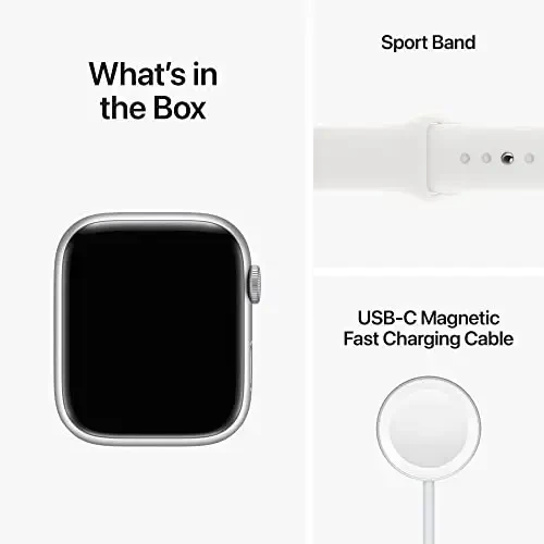 Apple Watch Series 8 [GPS + Cellular, 45mm] - Silver Aluminum Case with White Sport Band, M/L (Renewed) - 6