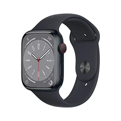 Apple Watch Series 8 (GPS + Cellular, 45MM) Midnight Aluminum Case with Midnight Sport Band - S/M (Renewed) 