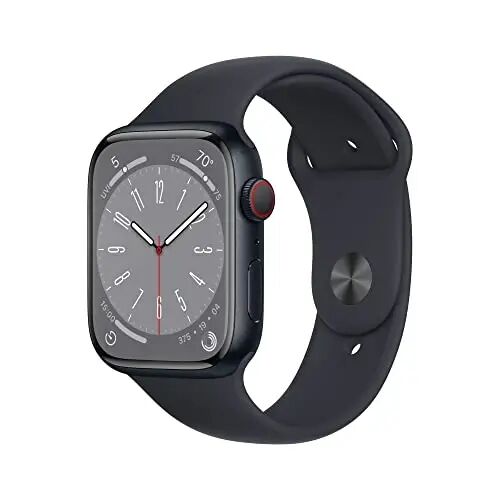 Apple Watch Series 8 (GPS + Cellular, 45MM) Midnight Aluminum Case with Midnight Sport Band - S/M (Renewed) - APPLE