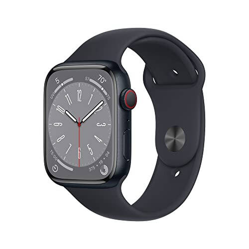 Apple Watch Series 8 [GPS + Cellular, 45mm] - Midnight Aluminum Case with Midnight Sport Band, M/L (Qayta tiklangan) - 1