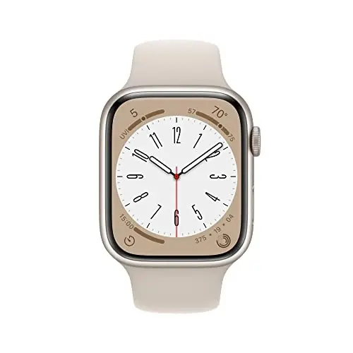 Apple Watch Series 8 [GPS + Cellular 45mm] Starlight Aluminum Case with Starlight Sport Band S/M (Renewed) - 2