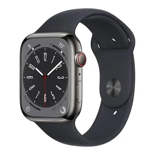 Apple Watch Series 8 (GPS+Cellular, 45mm) - Graphite Stainless Steel Case with Midnight Sport Band, M/L (Renewed) - 1