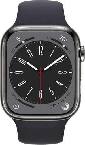 Apple Watch Series 8 (GPS+Cellular, 45mm) - Graphite Stainless Steel Case with Midnight Sport Band, M/L (Renewed) - Apple (1)