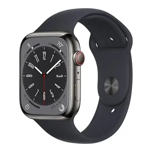 Apple Watch Series 8 (GPS+Cellular, 45mm) - Graphite Stainless Steel Case with Midnight Sport Band, M/L (Renewed) - Apple