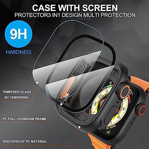 Suoman 3 in 1 for Apple Watch Series 6/5/4/SE 3/SE 2/SE 1 44mm Case, 9H Tempered Glass Screen Protector+ Full Coverage Durable PC Hard Matte Protective Cover Bumper -Black - 4