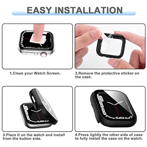 6 Pack Hard PC Case with Tempered Glass Screen Protector Compatible with Apple Watch Series 9 8 7 41mm, Rontion Ultra-Thin Scratch Resistant Full Protective Bumper Cover for iWatch 41mm Accessories - 8