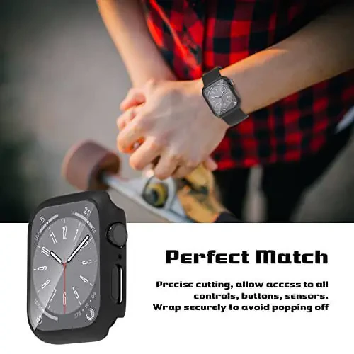 Apple Watch Series 9, Series 8/7 41mm uchun 2 ta qattiq PC korpus, qattiq tamponli, chizishga chidamli HD ultra yupqa himoya qopqog'i, qora - 4