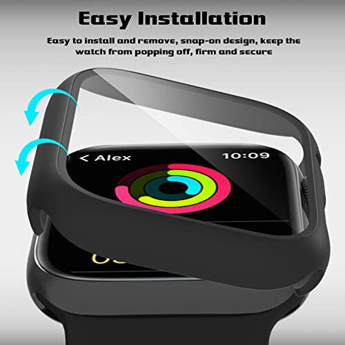 Apple Watch Series 9, Series 8/7 41mm uchun 2 ta qattiq PC korpus, qattiq tamponli, chizishga chidamli HD ultra yupqa himoya qopqog'i, qora - 3
