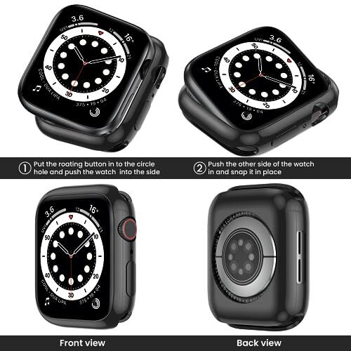 [2 Pack] Goton Bumper Case for Apple Watch 40mm, [No Screen Protector] Slim Soft Shockproof Case Cover Bumper Protector Accessories for iWatch SE 3/SE 2/SE, Series 6/5/4, 40mm Black+Black - GOTON (1)