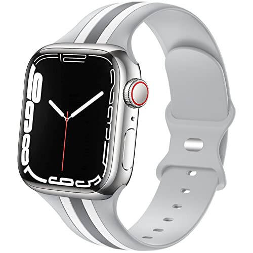 Apple Watch Serisi 9 8 7 6 5 4 3 2 1 SE Kadın Erkek için Uyumlu Designer Spor Bantlar 38mm 40mm 41mm 42mm 44mm 45mm 49mm, Nefes Alabilen Yumuşak Silikon Kayış Değiştirme Bileklikleri iWatch Bantları - 1