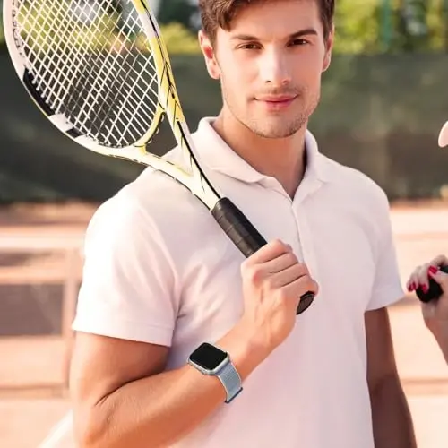 Apple Watch tasmalariga mos 6 Pack Sport Nylon Loop Band 38mm 40mm 41mm 42mm 44mm 45mm 46mm 49mm ayollar erkaklar uchun, iWatch Series 10/9/8/7/6/5/4/3/SE/Ultra uchun sozlanishi nafas oladigan o'rilgan tasmalar - 5