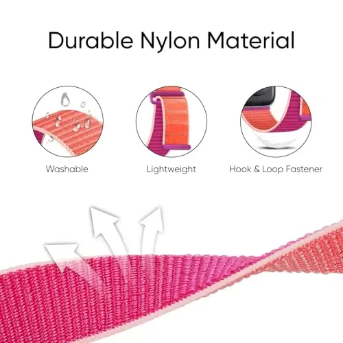 Apple Watch tasmalariga mos keladigan 6 Pack Sport Nylon Loop Band 38mm 40mm 41mm 42mm 44mm 45mm 46mm 49mm ayollar erkaklar uchun, iWatch Series 10/9/8/7/6/5/4/3/SE/Ultra uchun sozlanishi nafas oladigan o'ralgan tasmalar - MODAZONE (1)
