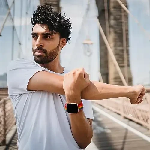 Apple Watch tasmalariga mos keladigan 6 Pack Sport Nylon Loop Band 38mm 40mm 41mm 42mm 44mm 45mm 46mm 49mm ayollar erkaklar uchun, iWatch Series 10/9/8/7/6/5/4/3/SE/Ultra uchun sozlanishi nafas oladigan o'ralgan tasmalar - 5