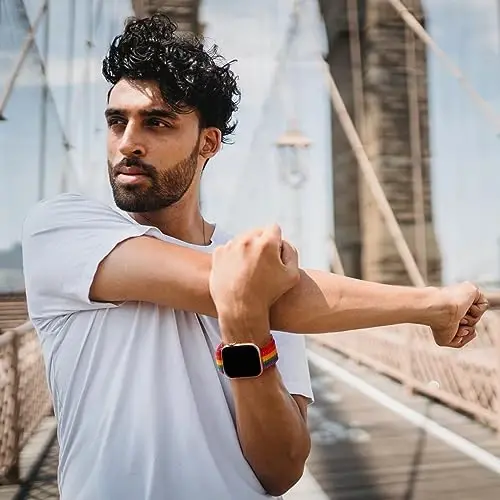 Apple Watch tasmalariga mos keladigan 6 Pack Sport Nylon Loop Band 38mm 40mm 41mm 42mm 44mm 45mm 46mm 49mm ayollar erkaklar uchun, iWatch Series 10/9/8/7/6/5/4/3/SE/Ultra uchun sozlanishi nafas oladigan o'rilgan tasmalar - 5