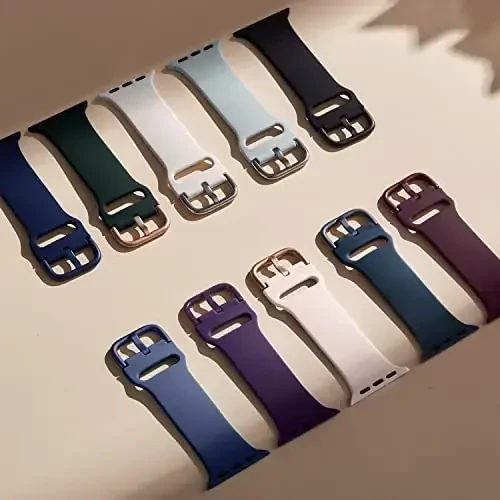 Apple Watch tasmalariga mos keladigan sport tasmasi 49 mm 46 mm 45 mm 44 mm 42 mm 41 mm 40 mm 38 mm, iWatch Series 11 10 9 8 7 6 5 4 3 2 1 SE Ultra ayollar erkaklar uchun klassik qisqichli yumshoq silikon almashtirish tasmasi - 3