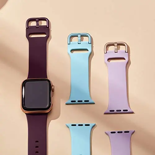 Apple Watch tasmalariga mos keluvchi sport tasma 49mm 46mm 45mm 44mm 42mm 41mm 40mm 38mm, iWatch Series 11 10 9 8 7 6 5 4 3 2 1 SE Ultra ayollar erkaklar uchun klassik qisqichli yumshoq silikon almashtirish tasmasi - 3