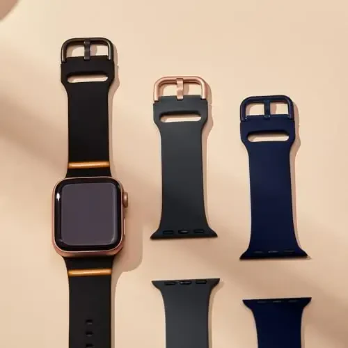 Apple Watch tasmalariga mos sport tasmasi 49mm 46mm 45mm 44mm 42mm 41mm 40mm 38mm, iWatch Series 11 10 9 8 7 6 5 4 3 2 1 SE Ultra ayollar erkaklar uchun klassik qisqichli yumshoq silikon almashtirish tasmasi - 3