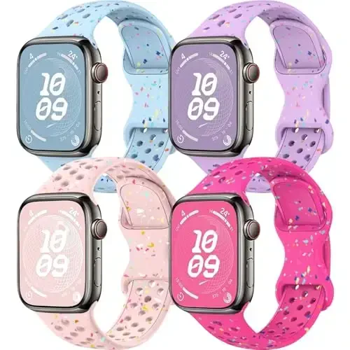 Apple Watch uchun 38mm-49mm gacha bo'lgan bilak o'lchamlari uchun mos keladigan nafas oladigan qayta ishlangan plastikdan yasalgan sport bantlari. Ayollar va erkaklar uchun ideal. - 1