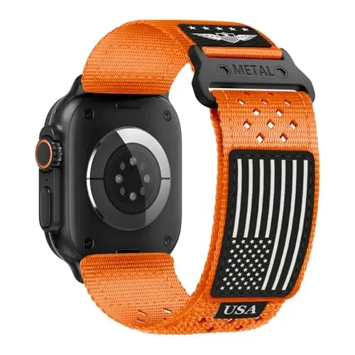 Apple Watch Ultra 2 49mm 46mm 45mm 44mm 42mm(S3/2/1) Erkekler için Dayanıklı Naylon Kordonlar, iWatch Ultra 3/2/1 Seri 11 10 9 8 7 6 5 4 3 SE3/2/1 için ABD Bayraklı Nefes Alabilen Spor Kayış 