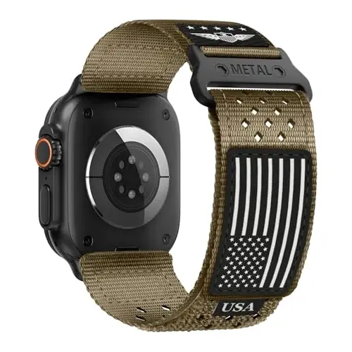 Apple Watch Ultra 2 49mm 46mm 45mm 44mm 42mm(S3/2/1) Erkekler için Dayanıklı Naylon Kordonlar, iWatch Ultra 3/2/1 Seri 11 10 9 8 7 6 5 4 3 SE3/2/1 için ABD Bayraklı Nefes Alabilir Spor Kayış 