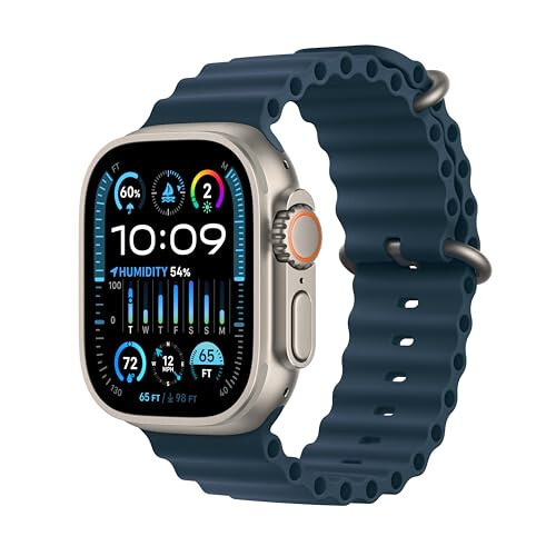 Apple Watch Ultra 2 [GPS + Hücresel 49mm] Sağlam Titanyum Kasa ve Mavi Okyanus Bantlı Akıllı Saat. Fitness İzleyici, Hassas GPS, Eylem Düğmesi, Ekstra Uzun Pil Ömrü, Parlak Retina Ekran - 1