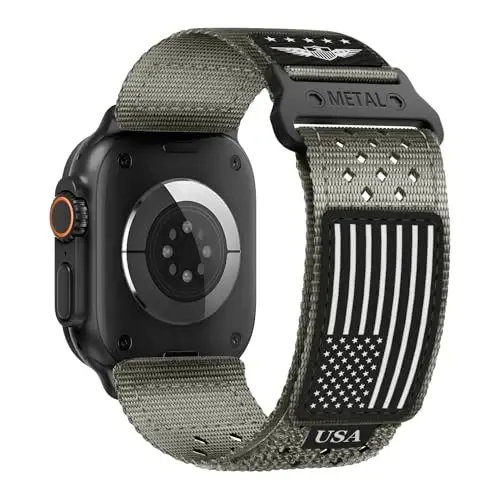 Apple Watch Ultra 2 Kordon 49mm 46mm 45mm 44mm 42mm(S3/2/1) Erkekler İçin Dayanıklı Naylon Kordonlar, iWatch Kordon Ultra 3/2/1 Serisi 11 10 9 8 7 6 5 4 3 SE3/2/1 İçin ABD Bayraklı Delikli Spor Kordon 