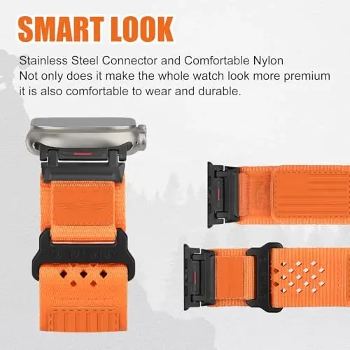 Apple Watch Ultra 2 uchun erkaklar uchun mustahkam neylon tasma 49mm 46mm 45mm 44mm 42mm, nafas oladigan yulduzlar-chiziqlar bayroqli bilaguzuk iWatch Bands Ultra Series 10 9 8 7 6 5 4 3 SE/Ultra2 uchun mashg'ulot sport tasmasi - 3