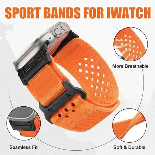 Apple Watch Ultra 2 uchun erkaklar uchun mustahkam neylon tasma 49mm 46mm 45mm 44mm 42mm, nafas oladigan yulduzlar-chiziqlar bayroqli bilaguzuk iWatch Bands Ultra Series 10 9 8 7 6 5 4 3 SE/Ultra2 uchun mashg'ulot sport tasmasi - 4