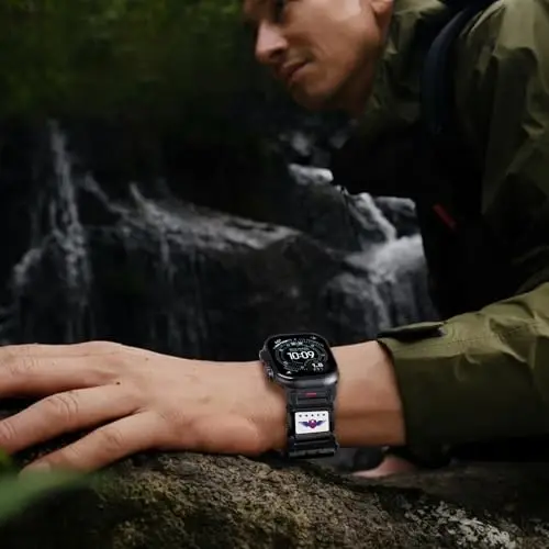 Apple Watch Ultra 2 uchun erkaklar uchun Rugged neylon tasma 49mm 46mm 45mm 44mm 42mm, nafas oladigan Yulduzlar-chiziqlar bayroqli bilaguzuk iWatch Bands Ultra Series 10 9 8 7 6 5 4 3 SE/Ultra2 uchun mashg'ulot sport tasmasi - 1