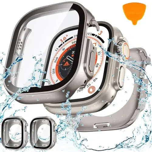 Goton 2-Pack for Apple Watch Ultra 3/2/1 Screen Protector Case 49mm, Waterproof PC Bumper with Tempered Glass for iWatch 49 mm, 360° Full Cover, Shockproof Scratch-Resistant, Easy Install - 1