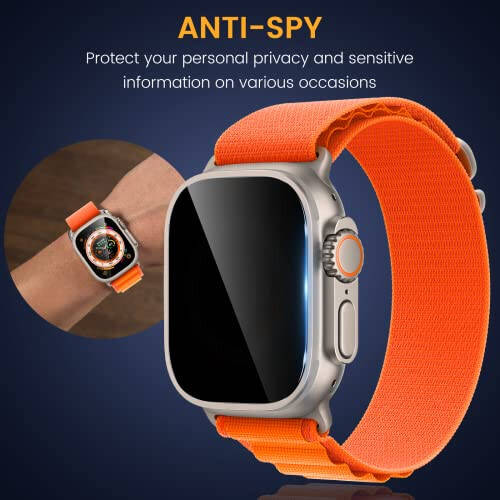EWUONU [3 Pack Privacy Screen Protector for Apple Watch Ultra 3 49mm Accessories, Anti-peep Tempered Glass Screen Protector Scratch Resistant Waterproof Anti-Spy Cover for iwatch Ultra 3/2/Ultra - 4