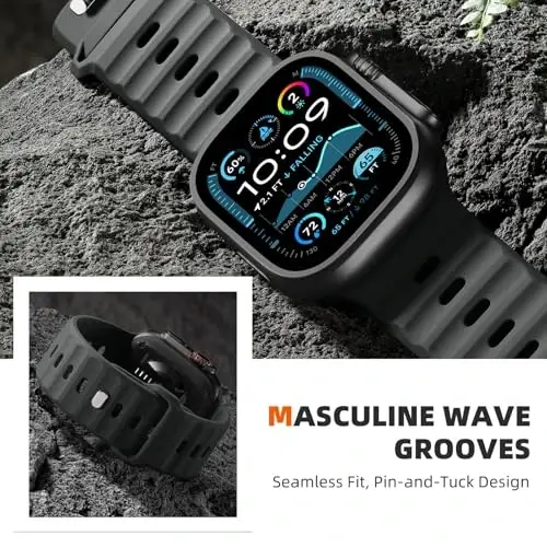 Apple Watch Ultra 2/Ultra/Ultra 3 Band 49mm Series 11 10 46mm 9 8 7 45mm 6 5 4 SE 44mm 3 2 1 42mm Erkekler için Wepro Spor Bantları, Su Geçirmez Yumuşak Silikon Sağlam Okyanus Hava Alan Kayış iWatch Bantları için - 3