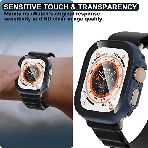 Apple Watch Ultra 3 Ultra 2 Ultra 49 mm uchun закалённое stекlо екран ҳимояси билан 6 Pack Case, Rontion Full Coverage chizishga chidamli qattiq PC himoya bamper qopqog'i Apple Watch Ultra Series aksessuarlari uchun - 4