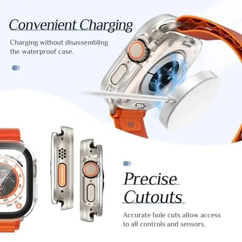 Goton 2 in 1 Waterproof Case for Apple Watch Ultra 3/2/1 Screen Protector 49mm, 360 Protective Glass Face Cover Hard PC Bumper + Back Frame for iWatch Ultra Accessories 49 mm, Clear - 1