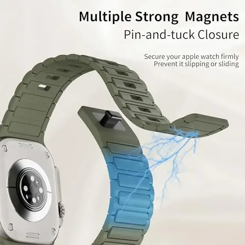 Magnetic Sport Band for Apple Watch Ultra/2/3 Band 49mm 45mm 46mm 44mm 42mm 41mm 40mm 38mm for Apple Watch Bands for Men,Silicone Link Loop Wristband Strap iWatch Series 11 10 9 8 7 6 5 4 3 se 2nd 3nd - 3
