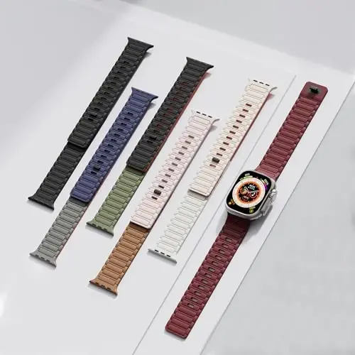 Magnetic Sport Band for Apple Watch Ultra/2/3 Band 49mm 45mm 46mm 44mm 42mm 41mm 40mm 38mm for Apple Watch Bands for Men,Silicone Link Loop Wristband Strap iWatch Series 11 10 9 8 7 6 5 4 3 se 2nd 3nd - 8