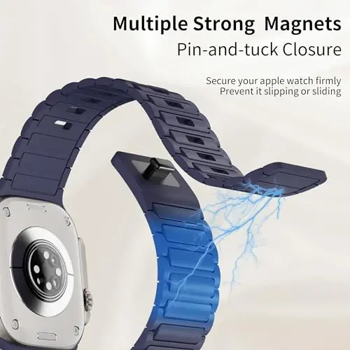 Magnetic Sport Band for Apple Watch Ultra/2/3 Band 49mm 45mm 46mm 44mm 42mm 41mm 40mm 38mm for Apple Watch Bands for Men,Silicone Link Loop Wristband Strap iWatch Series 11 10 9 8 7 6 5 4 3 se 2nd 3nd - 9