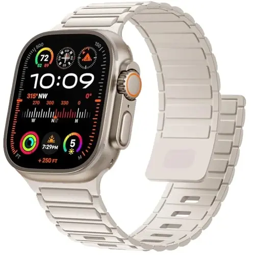 Magnetic Sport Band for Apple Watch Ultra/2/3 Band 49mm 45mm 46mm 44mm 42mm 41mm 40mm 38mm for Apple Watch Bands for Men,Silicone Link Loop Wristband Strap iWatch Series 11 10 9 8 7 6 5 4 3 se 2nd 3nd 