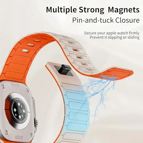 Magnetic Sport Band for Apple Watch Ultra/2/3 Band 49mm 45mm 46mm 44mm 42mm 41mm 40mm 38mm for Apple Watch Bands for Men,Silicone Link Loop Wristband Strap iWatch Series 11 10 9 8 7 6 5 4 3 se 2nd 3nd - 3