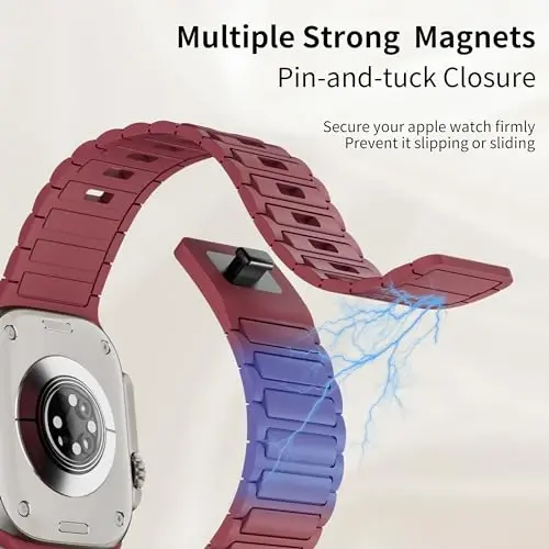 Magnetic Sport Band for Apple Watch Ultra/2/3 Band 49mm 45mm 46mm 44mm 42mm 41mm 40mm 38mm for Apple Watch Bands for Men,Silicone Link Loop Wristband Strap iWatch Series 11 10 9 8 7 6 5 4 3 se 2nd 3nd - 3