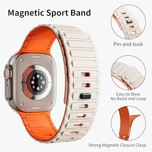 Apple Watch Ultra/2 uchun magnit sport tasmasi 49mm 45mm 46mm 44mm 42mm 41mm 40mm 38mm erkaklar/ayollar uchun Apple Watch tasmalariga, silikon bog'lovchi bilaguzuk iWatch Series 10 9 8 7 6 5 4 3 se 2nd - 4