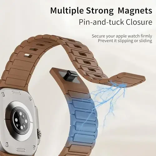 Magnetic Sport Band for Apple Watch Ultra/2/3 Band 49mm 45mm 46mm 44mm 42mm 41mm 40mm 38mm for Apple Watch Bands for Men,Silicone Link Loop Wristband Strap iWatch Series 11 10 9 8 7 6 5 4 3 se 2nd 3nd - 3