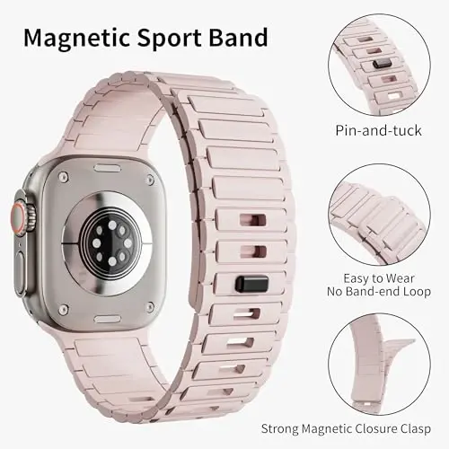 Apple Watch Ultra/2/3 Band 49mm 45mm 46mm 44mm 42mm 41mm 40mm 38mm uchun magnit sport tasmasi, erkaklar uchun Apple Watch tasmalar uchun silikon bog'lovchi bilaguzuk iWatch Series 11 10 9 8 7 6 5 4 3 se 2nd 3nd - 10