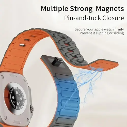 Magnetic Sport Band for Apple Watch Ultra/2/3 Band 49mm 45mm 46mm 44mm 42mm 41mm 40mm 38mm for Apple Watch Bands for Men,Silicone Link Loop Wristband Strap iWatch Series 11 10 9 8 7 6 5 4 3 se 2nd 3nd - 3