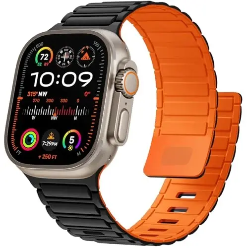 Magnetic Sport Band for Apple Watch Ultra/2/3 Band 49mm 45mm 46mm 44mm 42mm 41mm 40mm 38mm for Apple Watch Bands for Men,Silicone Link Loop Wristband Strap iWatch Series 11 10 9 8 7 6 5 4 3 se 2nd 3nd 