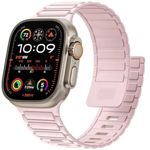 Magnetic Sport Band for Apple Watch Ultra/2/3 Band 49mm 45mm 46mm 44mm 42mm 41mm 40mm 38mm for Apple Watch Bands for Men,Silicone Link Loop Wristband Strap iWatch Series 11 10 9 8 7 6 5 4 3 se 2nd 3nd 