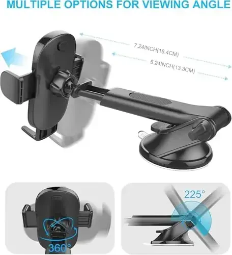 APPS2Car 15W Wireless Car Charger Phone Holder, 3-in-1 Fast Charging, Compatible with iPhone 16/15/14/13/12 Series, Samsung, LG - 3