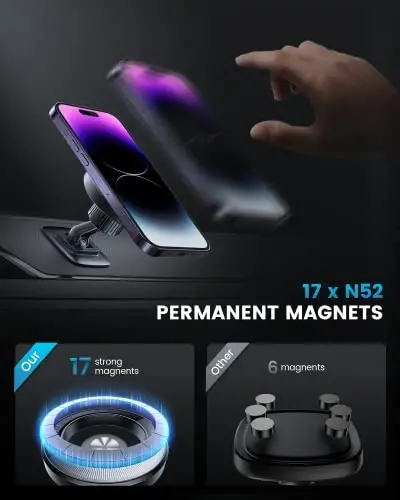 APPS2Car 2-Pack Compatible for Magsafe Phone Holder for Car - Designed for iPhone 17/16/15/14/13/12 Official Magsafe Case - 3